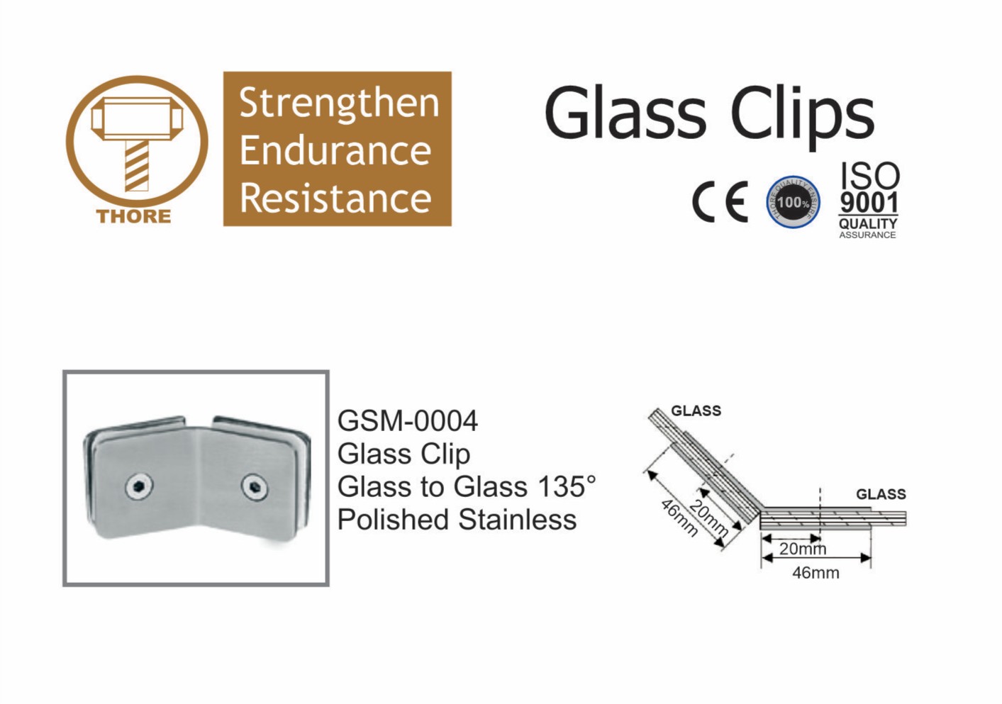 GLASS CLIP GLASS TO GLASS 135DEG.-THORE
